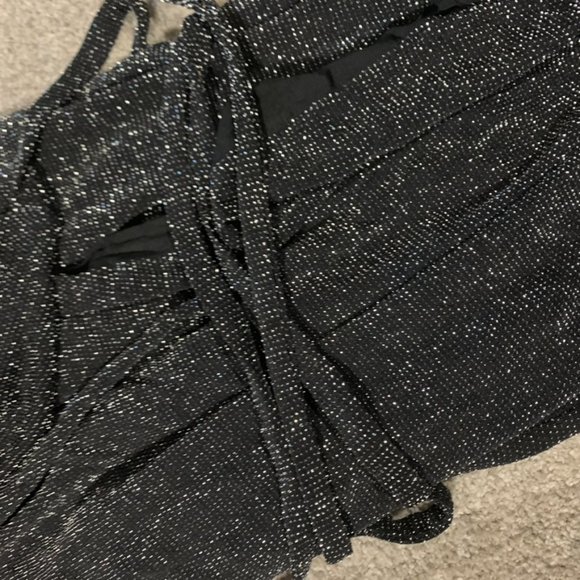 NWT: Lulu's Celestial Black and Silver Sparkly Wrap Maxi Dress | Size: L - Picture 8 of 8